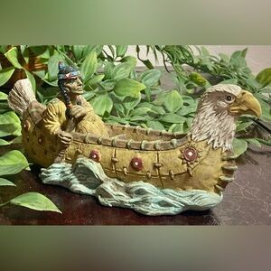 VTG Resin Native American Rowing Eagle Head Canoe